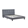 Cama Con Cabecero Y Somier De Láminas 140x190cm Tapizada En Símil Piel Gris