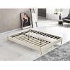 Cama Con Somier De Láminas De 140x200 Cm Con Revestimiento De Tela Blanca, Pies De Madera