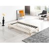 Cama Con Somier De Láminas De 90x190 Cm Con Revestimiento De Tela Blanca, Pies De Madera