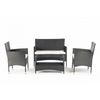 Conjunto Muebles Jardín Conjunto Sofá Washington Negro  1 Sofá Doble, 2 Sillones 1 Mesa Ratán Sintético