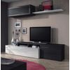 Mueble De Tv Modular Color Gris Ceniza Y Blanco Brillo 2 Módulos Doble Montaje Salón Comedor 200x41 Cm