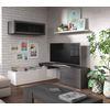 Mueble De Tv Modular Color Gris Ceniza Y Blanco Brillo 2 Módulos Doble Montaje Salón Comedor 200x41 Cm