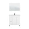 Kit Mueble De Baño Blanco Brillo. + Espejo + Lavamanos Cerámica Blanca 2 Pueras + 2 Cajones