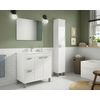 Kit Mueble De Baño Blanco Brillo. + Espejo + Lavamanos Cerámica Blanca 2 Pueras + 2 Cajones