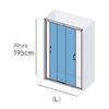 Puerta Corredera Doble Ducha Cooper  150 Cm Cristal Transparente Lateral Fijo: 70 Cm