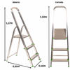 Keroppa Escalera Doméstica Plegable 3 Peldaños Aluminio Con Gancho De Pared Multiusos. Antideslizante, Ligera Y Resistente.