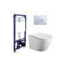 Pack Wc Ok Suspendido Blanco Brillo Rimless + Cisterna Empotrada + Pulsador | Cromo