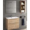 Comet Mueble De Baño Suspendido Fondo Reducido | 2 Cajones Con Cierre Amortiguado Y Lavabo Cerámico | 80 Cm - Roble Natural Perfil Cromo Brillo