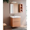 Mueble De Baño Suspendido Con Lavabo Cerámico | 2 Cajones Con Cierre Amortiguado Y Organizador | 60 Cm - Sunset Mate Tirador Cromo Brillo