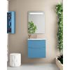 Mueble De Baño Suspendido Fondo Reducido | 2 Cajones Con Cierre Amortiguado Y Lavabo Cerámico | 60 Cm - Island Mate - Tirador Cromo Brillo