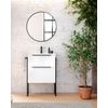 Mueble De Baño Al Suelo Con Lavabo Cerámico | 2 Cajones Con Cierre Amortiguado Y Organizador | 70 Cm - Blanco Brillo