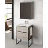 Mueble De Baño Al Suelo Con Lavabo Cerámico | 2 Cajones Con Cierre Amortiguado Y Organizador | 80 Cm - Pino Gris