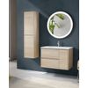 Mueble De Baño Suspendido Con Lavabo Cerámico | 2 Cajones Y Puerta Lateral Con Cierre Amortiguado Y Organizador | 70 Cm Alpine - Tirador Cromo Brillo