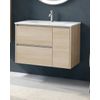 Mueble De Baño Suspendido Con Lavabo Cerámico | 2 Cajones Y Puerta Lateral Con Cierre Amortiguado Y Organizador | 70 Cm Alpine - Tirador Cromo Brillo