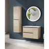 Mueble De Baño Suspendido Con Lavabo Cerámico | 2 Cajones Y Puerta Lateral Con Cierre Amortiguado Y Organizador | 70 Cm Roble Natural - Tirador Negro