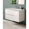 Mueble De Baño Suspendido Con Lavabo Cerámico | 2 Cajones Y Puerta Lateral Con Cierre Amortiguado Y Organizador | 70 Cm Blanco Brillo - Tirador Cromo Brillo