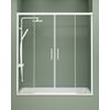 Mampara Bañera Frontal Corredera 2 Puertas 2 Fijos | Cristal Templado De 6mm Antical Transparente | Perfilería Blanco Mate - 150 Cm (adaptable 144-149cm)