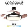 Lampara Ventilador Techo Luz Led 72w 5950 Lm Silencioso Moderno Negro Aspas Retractiles Motor Dc 3 C. De Luz Y Memoria Calima