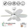 Ventilador De Techo Motor Dc Bi-alves | Ventilador Estilo Nórdico Color Blanco Y Haya | Ventilador Luz Led 2 Bombillas Gratis