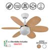 Ventilador De Techo Motor Dc Bi-alves | Ventilador Estilo Nórdico Color Blanco Y Haya | Ventilador Luz Led 2 Bombillas Gratis