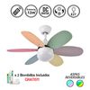 Ventilador De Techo Motor Dc Bi-alves | Ventilador Estilo Infantil De Colores | Ventilador Luz Led 2 Bombillas Gratis