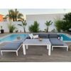 Conjunto Muebles Jardín Santorini Gris  1 Sofa Chaise Longue, 2 Mesas Y 1 Puf