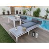 Conjunto Muebles Jardín Santorini Gris  1 Sofa Chaise Longue, 2 Mesas Y 1 Puf