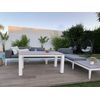 Conjunto Muebles Jardín Santorini Gris  1 Sofa Chaise Longue, 2 Mesas Y 1 Puf