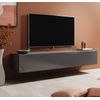 Mueble Tv 1 Puerta 3 Compartimentos – Gris Acabado En Brillo – 180 X 30 X 40cm – Berit
