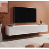 Mueble Tv 1 Puerta 3 Compartimentos – Blanco Acabado En Brillo – 180 X 30 X 40cm – Berit