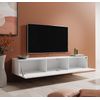 Mueble Tv 1 Puerta 3 Compartimentos – Blanco Acabado En Brillo – 180 X 30 X 40cm – Berit