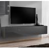 Mueble Tv 1 Puerta 2 Compartimentos – Gris Acabado En Brillo – 120 X 30 X 40cm – Berit