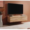 Mueble Tv 1 Puerta 2 Compartimentos – Roble Acabado En Mate – 120 X 30 X 40cm – Berit