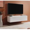 Mueble Tv 1 Puerta 2 Compartimentos – Blanco Acabado En Brillo – 120 X 30 X 40cm – Berit