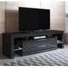 Mueble Tv 2 Cajones 2 Estantes – Negro Acabado En Brillo Led 16 Colores – 160 X 53 X 35cm – Selma