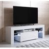 Mueble Tv Con Led | Mueble De Televisión | Mueble De Salón | 1 Cajón | 130x45x35cm | Modelo Elio  | Blanco Acabado En Brillo