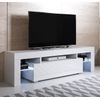 Mueble Tv 2 Cajones 2 Estantes – Blanco Acabado En Brillo Led – 160 X 45 X 35cm – Unai