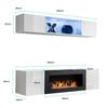 Conjunto Muebles Con Chimenea  – Blanco Y Negro Acabado En Brillo Led – 160cm – Krista 3c