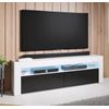 Mueble Tv 2 Puertas – Blanco Y Negro Acabado En Brillo Led 16 Colores – 140 X 50,5 X 35cm – Aker