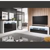 Mueble Tv 2 Puertas – Blanco Y Negro Acabado En Brillo Led 16 Colores – 140 X 50,5 X 35cm – Aker