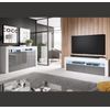 Mueble Tv 2 Puertas – Blanco Y Gris Acabado En Brillo Led 16 Colores – 140 X 50,5 X 35cm – Aker