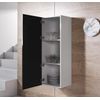 Armario Colgante | Vitrina | Mueble De Salón | Armario De Pared | 1 Puerta 3 Compartimentos | 40x126x29cm | Modelo Luke V1 | Blanco Con Negro Acabado En Brillo