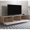 Mueble Tv Con Patas De Aluminio 12 Cm | Mueble De Televisión | Mueble De Salón | 1 Puerta 3 Compartimentos | 160x42x40cm | Modelo Luke H2 | Sonoma Mate Con Blanco Acabado En Brillo