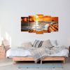 Cuadros Modernos | Lienzo Decorativo | Paisaje Puesta De Sol Playa | 5 Piezas 150x80cm - Dekoarte