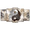 Cuadros Modernos | Lienzo Decorativo |  Ying Yang Abstractos Zen Beige Marrón | 5 Piezas 150x80cm - Dekoarte