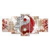Cuadros Modernos | Lienzo Decorativo | Ying Yang Abstractos Zen  Beig Rojo | 5 Piezas 200x100cm Xxl - Dekoarte