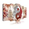 Cuadros Modernos | Lienzo Decorativo |  Ying Yang Abstractos Zen Beig Rojo | 5 Piezas 150x80cm - Dekoarte