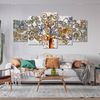 Cuadros Modernos | Lienzo Decorativo | Abstractos Árbol De La Vida Klimt | 5 Piezas 200x100cm - Dekoarte