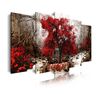 Cuadros Modernos | Lienzo Decorativo | Paisaje Fondo Ocre Con Árboles Rojos Naturaleza | 5 Piezas 150x80cm - Dekoarte