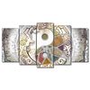 Cuadros Modernos | Lienzo Decorativo | Ying Yang Abstractos Zen Blanco Plateado | 5 Piezas 150x80cm - Dekoarte